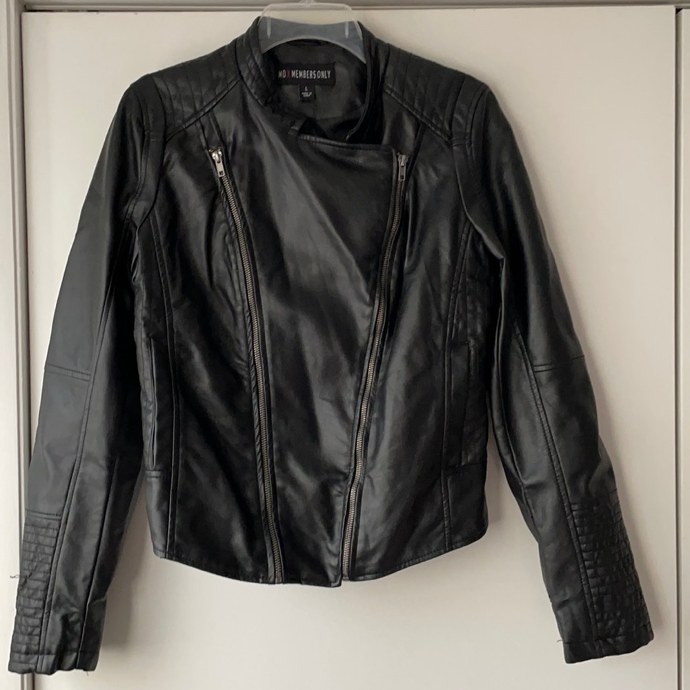 Members Only Faux‎ Fur Moto Jacket L